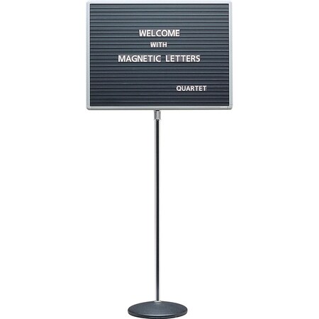 Quartet Message Board W/Stand, Magnetic, Square Corners, 24"x18", GY QRT7921M